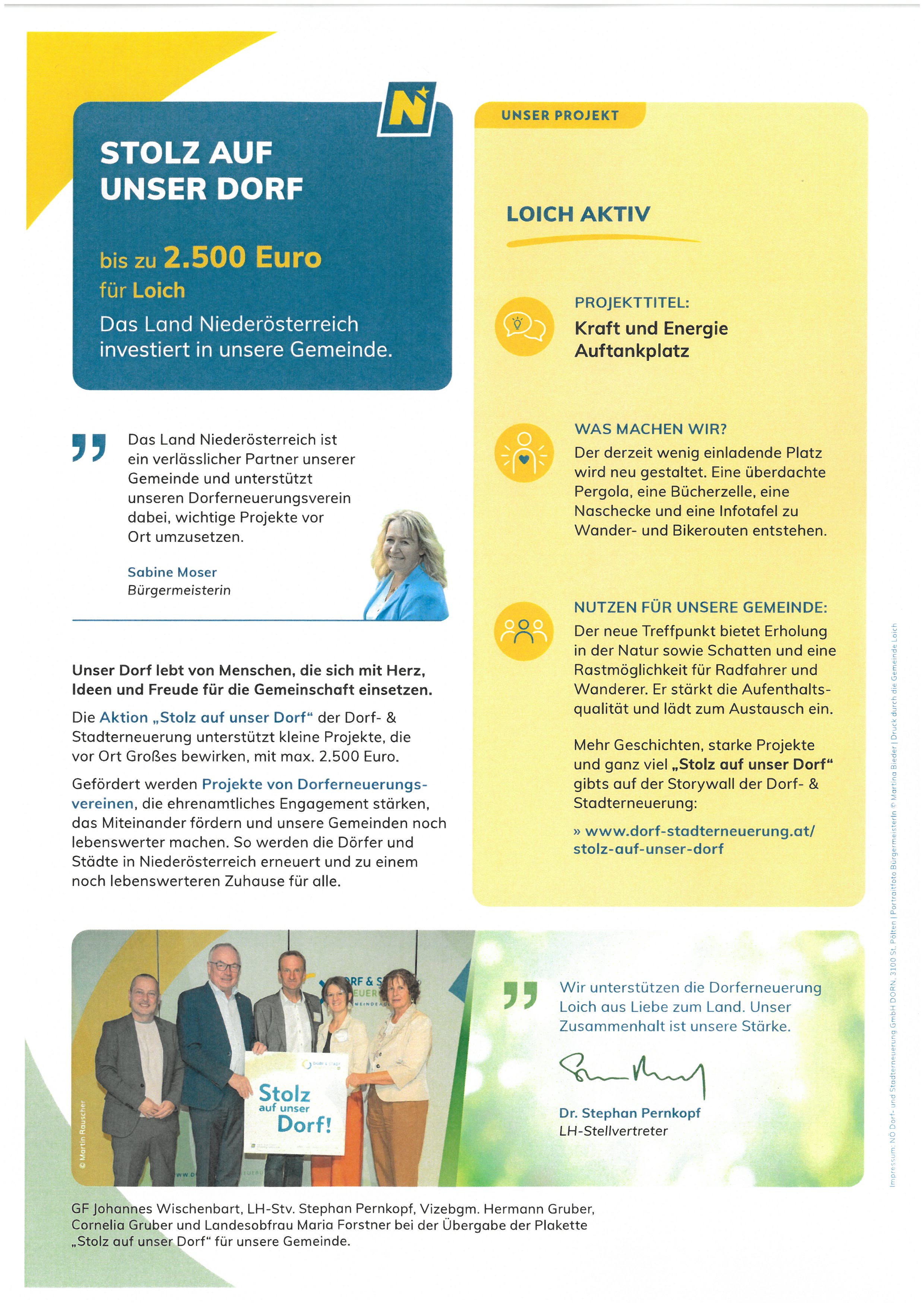 Förderzusage Stolz auf unser Dorf