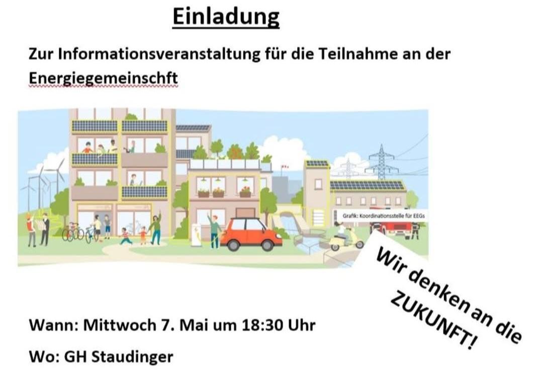 Einladung zur Informationsveranstaltung für die Teilnahme an der Energiegemeinschaft
